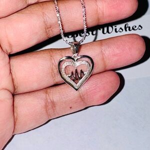 Real Diamond Heartbeat Heart pendant, Gift for her, Affordable Holiday gift sale